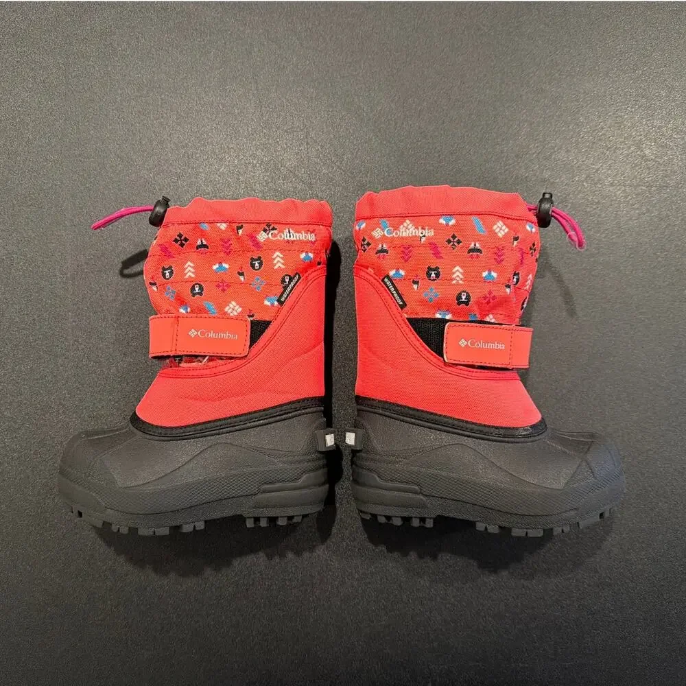 Columbia Powderbug Plus II Print Waterproof Snow Boots, Pink, Toddler Size 7C